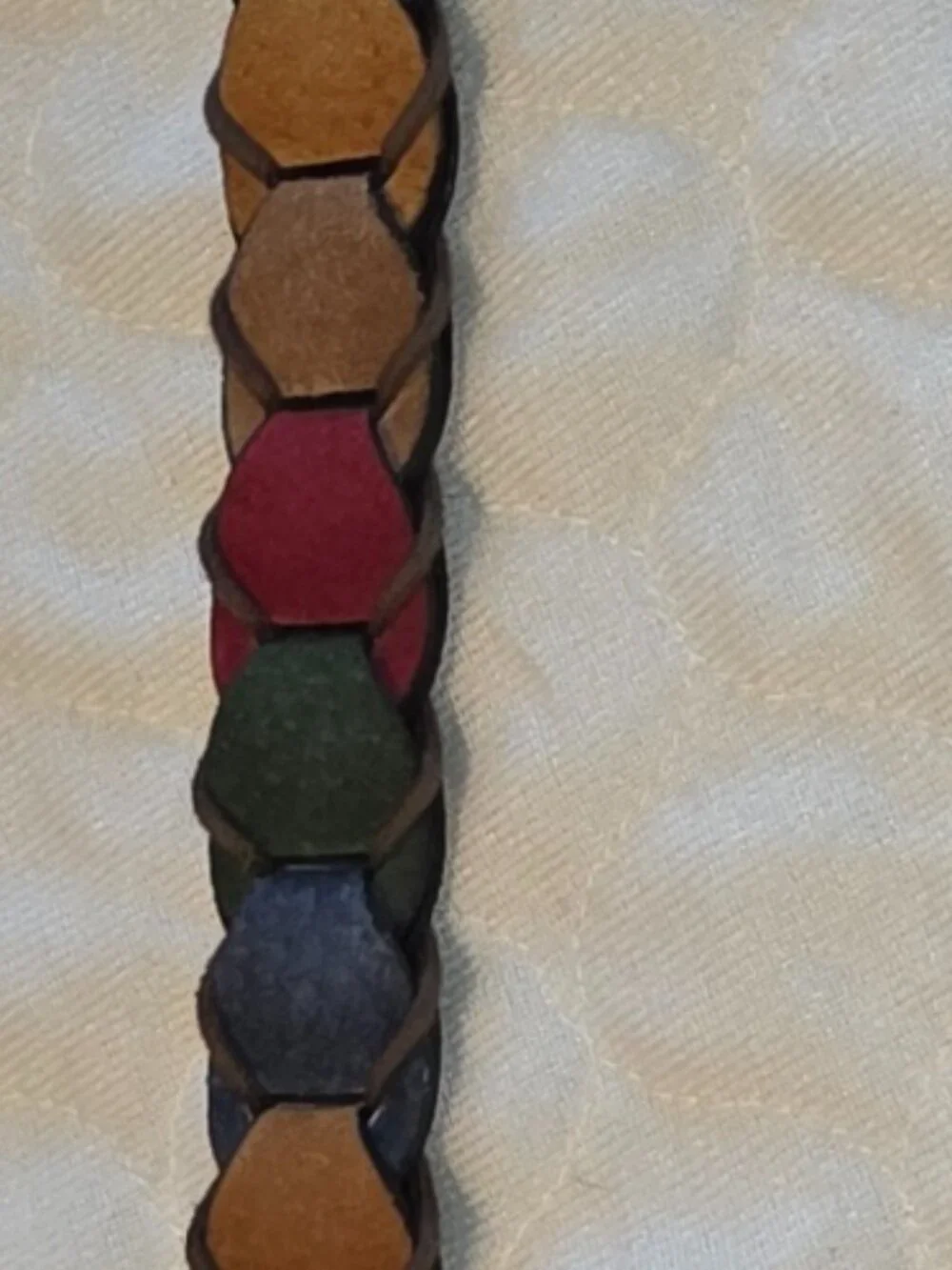 Vintage Braided Leather Belt 1990s Suede Multicolor Boho Pig Split Sz M Retro